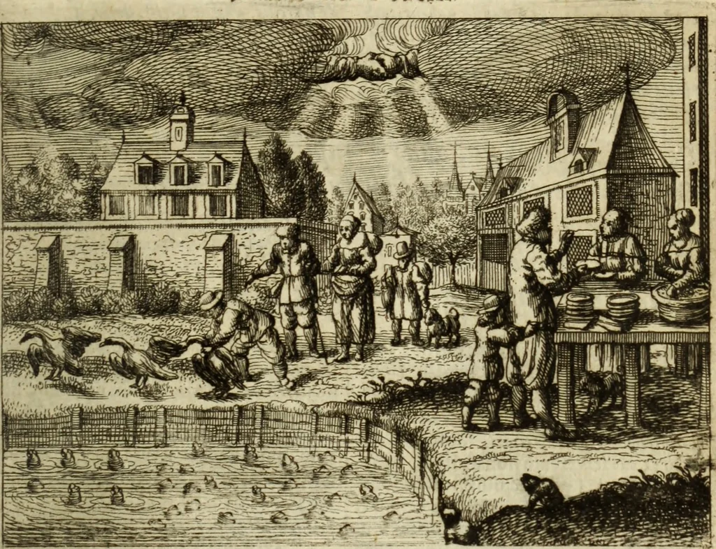 An illustration from Phaedri, Augusti Caesaris liberti, Fabularum Aesopiarum libri quinque ; notis perpetuis illustrati, & cum integris aliorum observationibvs, 1667, leaf 96