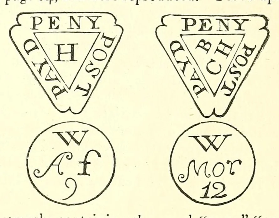 An illustration from The Philatelical journal, 1872, leaf 153