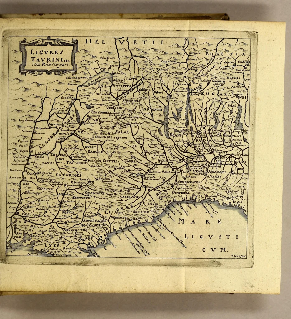 An illustration from Philippi Cluveri[i] Introductionis in universam geographiam, tam veterem quam novam ,libri VI. : Tabulis æneis illustrati, & gemino indice aucti. Cui adjuncta est Danielis Heinsii Oratio in obitum ejusdem Philippi Cluveri[i], 1641, leaf 155