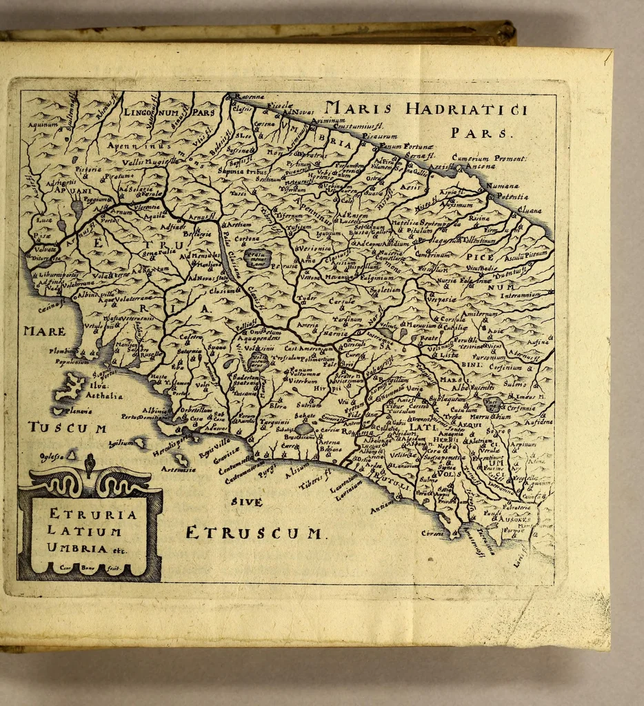 An illustration from Philippi Cluveri[i] Introductionis in universam geographiam, tam veterem quam novam ,libri VI. : Tabulis æneis illustrati, & gemino indice aucti. Cui adjuncta est Danielis Heinsii Oratio in obitum ejusdem Philippi Cluveri[i], 1641, leaf 163