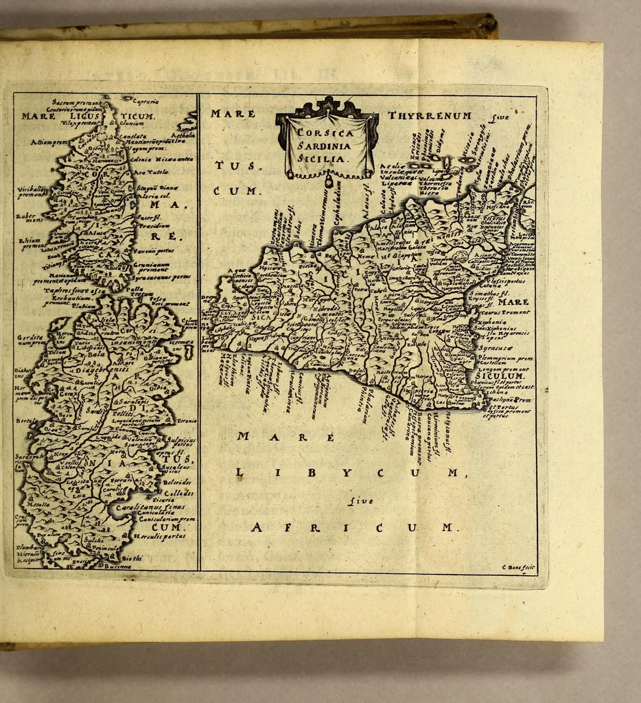 An illustration from Philippi Cluveri[i] Introductionis in universam geographiam, tam veterem quam novam ,libri VI. : Tabulis æneis illustrati, & gemino indice aucti. Cui adjuncta est Danielis Heinsii Oratio in obitum ejusdem Philippi Cluveri[i], 1641, leaf 187