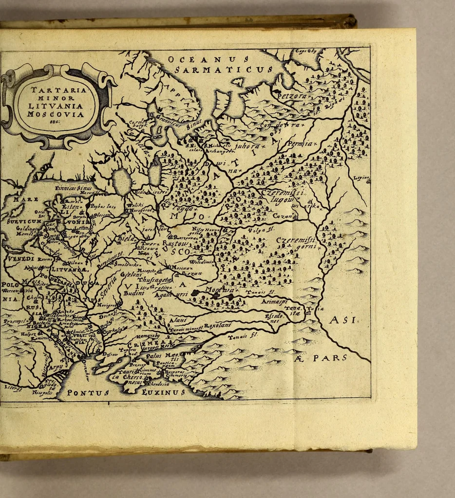 An illustration from Philippi Cluveri[i] Introductionis in universam geographiam, tam veterem quam novam ,libri VI. : Tabulis æneis illustrati, & gemino indice aucti. Cui adjuncta est Danielis Heinsii Oratio in obitum ejusdem Philippi Cluveri[i], 1641, leaf 227