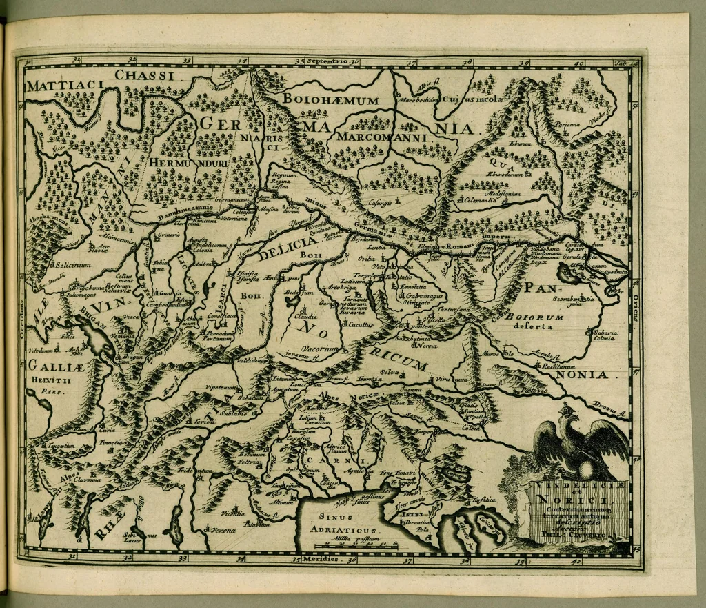 An illustration from Philippi Cluverii Introductio in universam geographiam : tam veterem quam novam tabulis geographicis XLVI. ac notis olim ornata, 1697, leaf 219