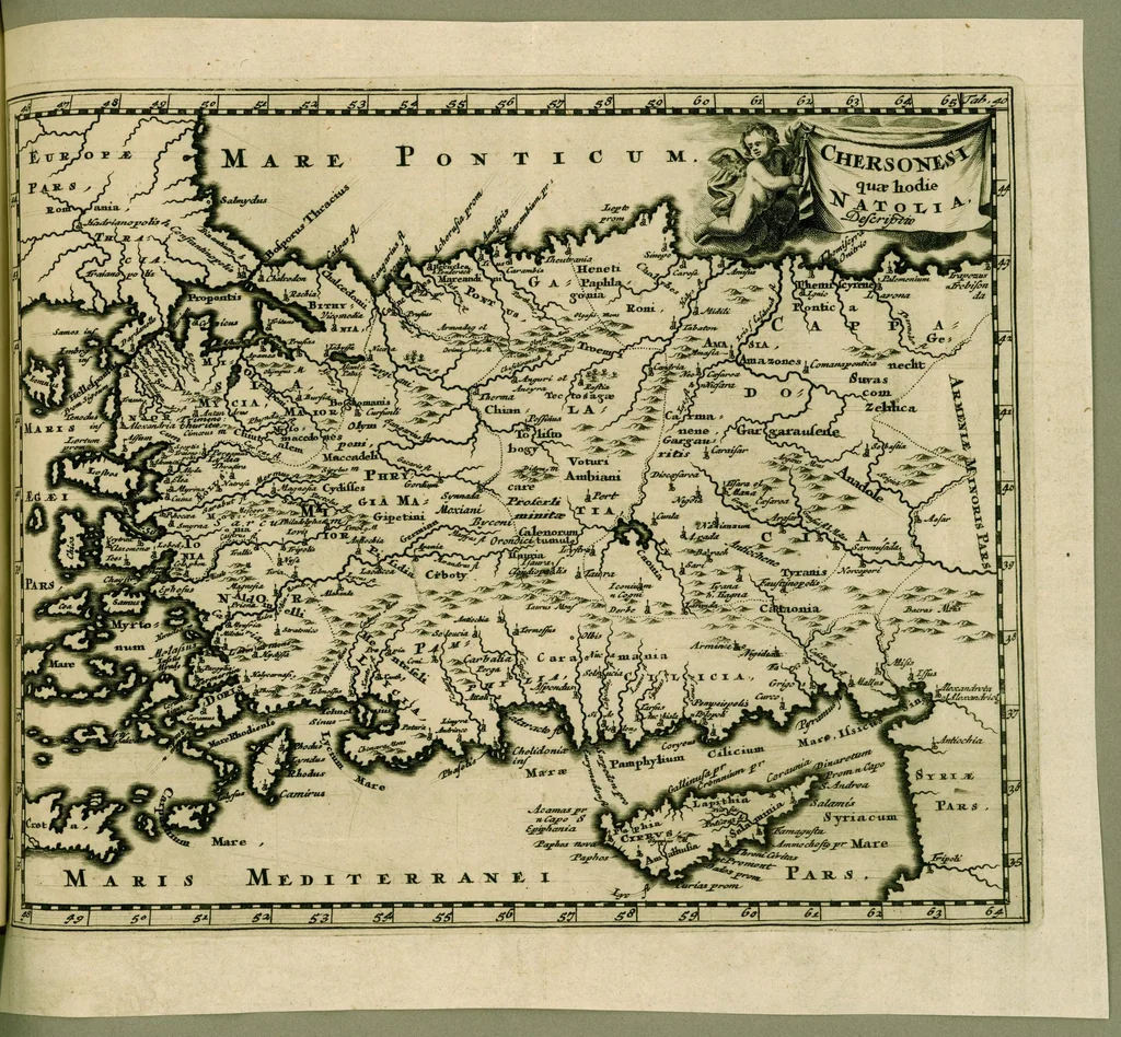 An illustration from Philippi Cluverii Introductio in universam geographiam : tam veterem quam novam tabulis geographicis XLVI. ac notis olim ornata, 1697, leaf 577