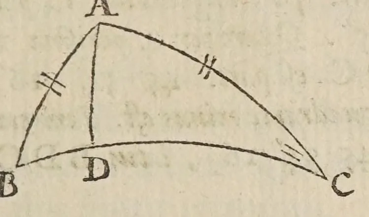 An illustration from Philippi Lansbergii Triangvlorvm geometriae libri qvatvor : in quibus novâ & perspicuâ methodo, & apodeixei [romanized], tota ipsorum triangulorum doctrina explicatur .., 1631, leaf 153