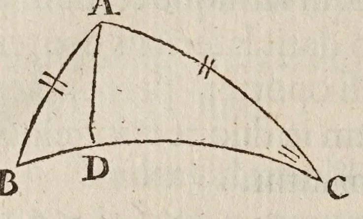 An illustration from Philippi Lansbergii Triangvlorvm geometriae libri qvatvor : in quibus novâ & perspicuâ methodo, & apodeixei [romanized], tota ipsorum triangulorum doctrina explicatur .., 1631, leaf 154