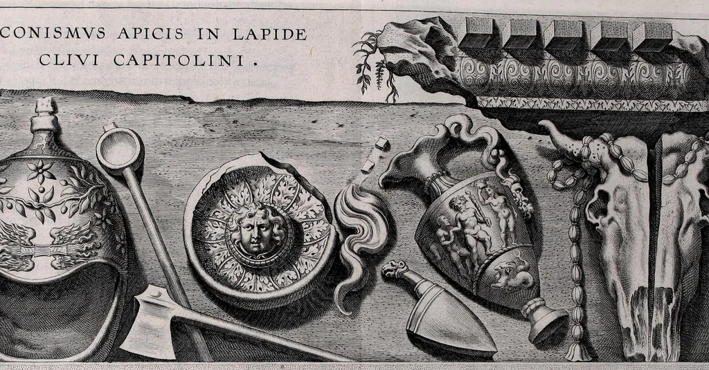 An illustration from Philippi RubenI Electorum libri II : in quibus antiqui ritus, emendationes, censurae : eiusdem ad Iustum Lipsium poëmatia, 1608, leaf 103