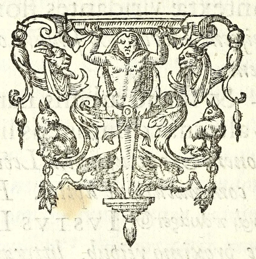 An illustration from Philippi RubenI Electorum libri II : in quibus antiqui ritus, emendationes, censurae : eiusdem ad Iustum Lipsium poëmatia, 1608, leaf 18