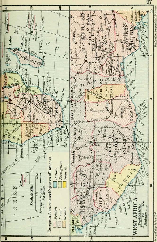 An illustration from Philips' pictorial pocket atlas and gazetteer, 1900, leaf 108
