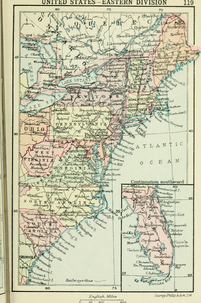 An illustration from Philips' pictorial pocket atlas and gazetteer, 1900, leaf 130