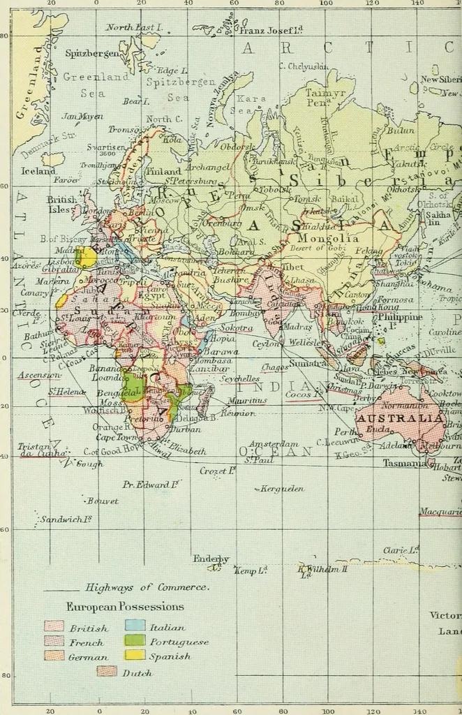 An illustration from Philips' pictorial pocket atlas and gazetteer, 1900, leaf 47