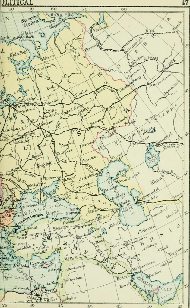 An illustration from Philips' pictorial pocket atlas and gazetteer, 1900, leaf 58