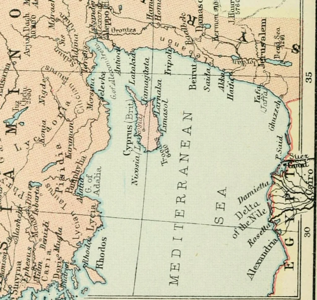 An illustration from Philips' pictorial pocket atlas and gazetteer, 1900, leaf 95
