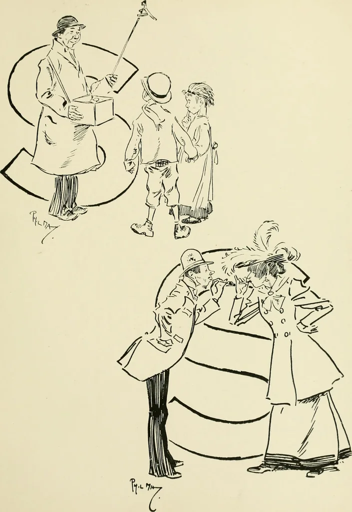 An illustration from Phil May's ABC; fifty-two original designs forming two humorous alphabets from A to Z, 1897, leaf 100