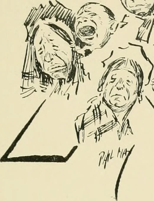 An illustration from Phil May's ABC; fifty-two original designs forming two humorous alphabets from A to Z, 1897, leaf 110
