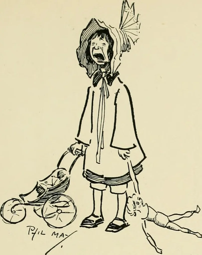 An illustration from Phil May's ABC; fifty-two original designs forming two humorous alphabets from A to Z, 1897, leaf 20