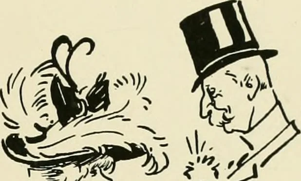 An illustration from Phil May's ABC; fifty-two original designs forming two humorous alphabets from A to Z, 1897, leaf 30