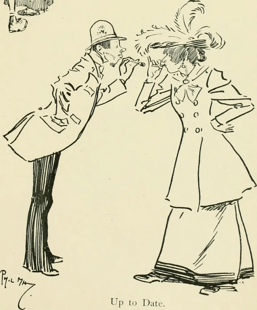 An illustration from Phil May's ABC; fifty-two original designs forming two humorous alphabets from A to Z, 1897, leaf 48