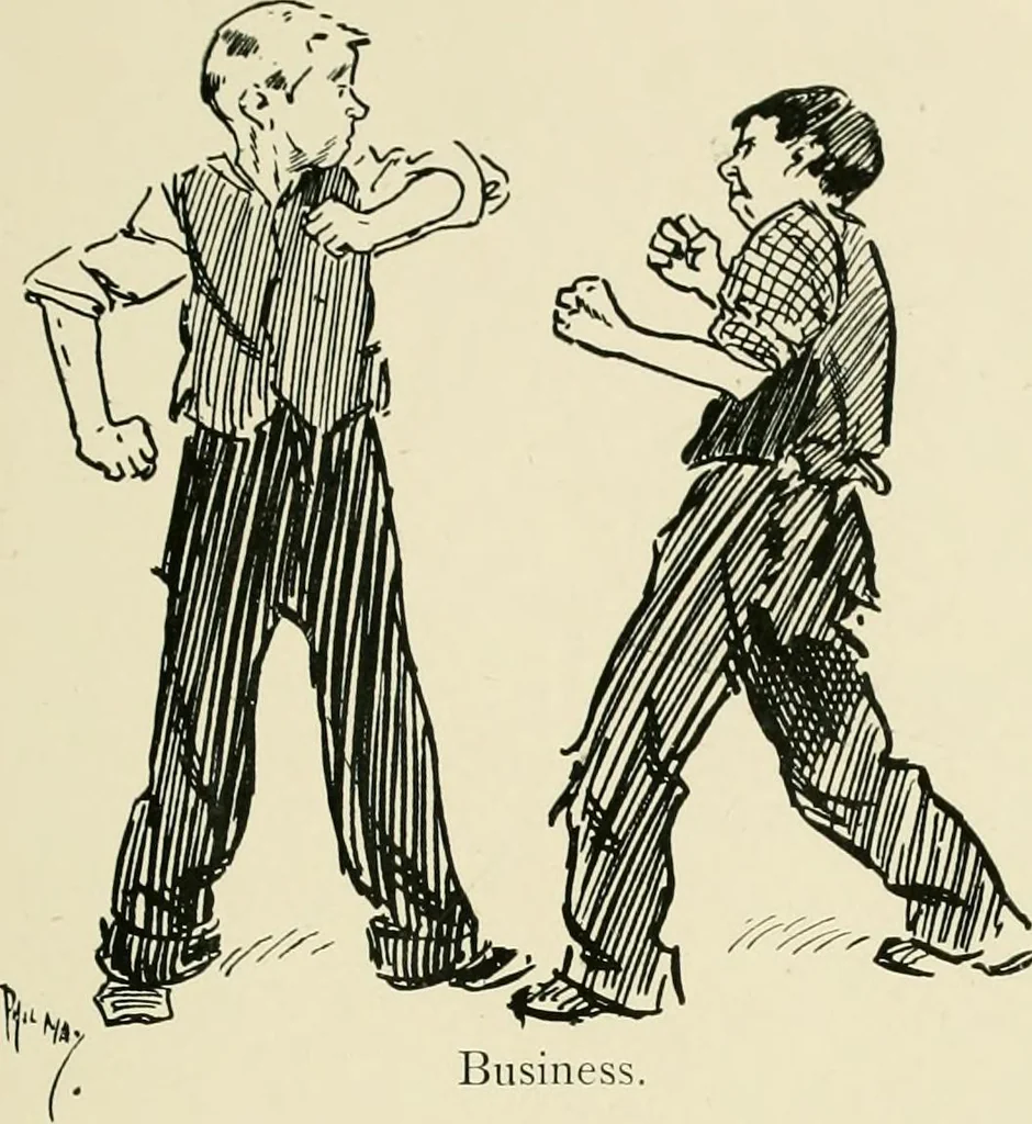 An illustration from Phil May's ABC; fifty-two original designs forming two humorous alphabets from A to Z, 1897, leaf 50