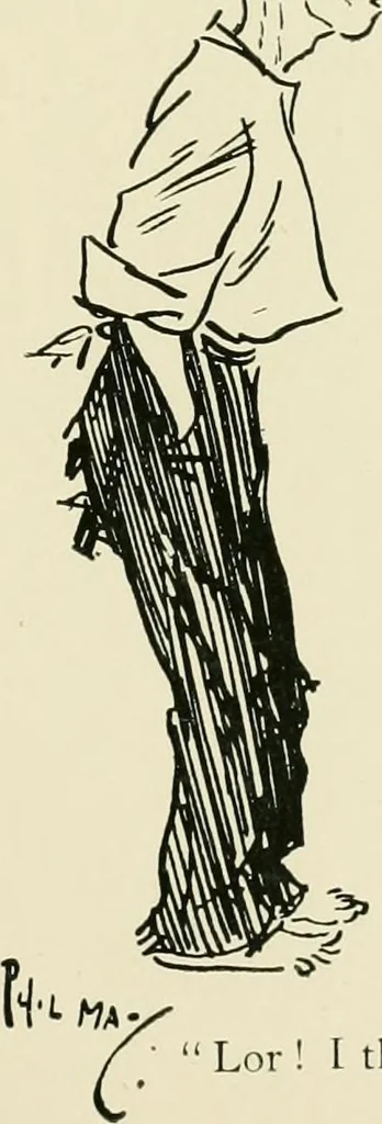 An illustration from Phil May's ABC; fifty-two original designs forming two humorous alphabets from A to Z, 1897, leaf 50
