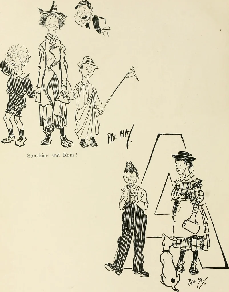 An illustration from Phil May's ABC; fifty-two original designs forming two humorous alphabets from A to Z, 1897, leaf 7