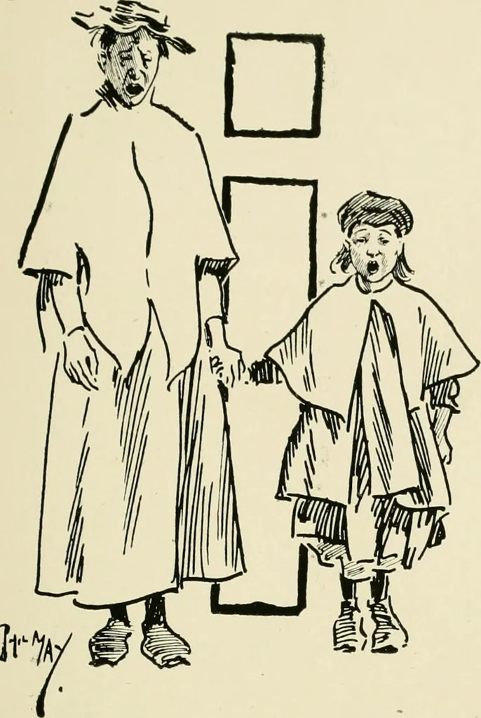 An illustration from Phil May's ABC; fifty-two original designs forming two humorous alphabets from A to Z, 1897, leaf 80