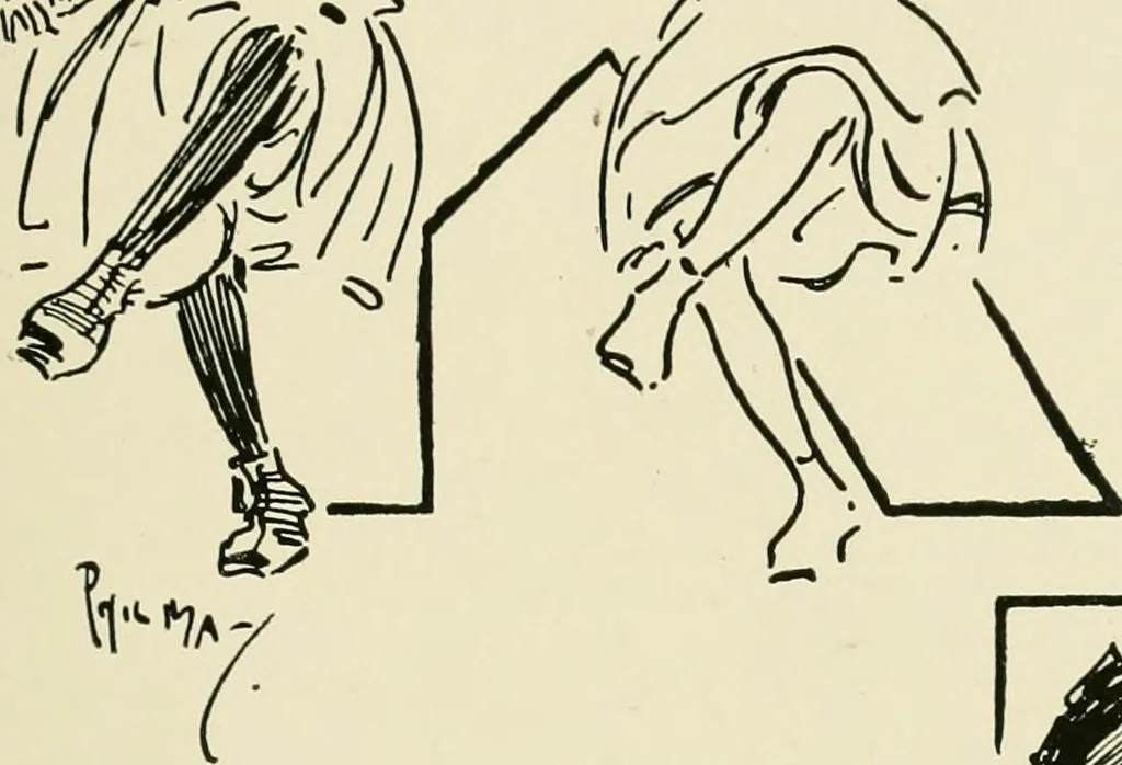 An illustration from Phil May's ABC; fifty-two original designs forming two humorous alphabets from A to Z, 1897, leaf 84