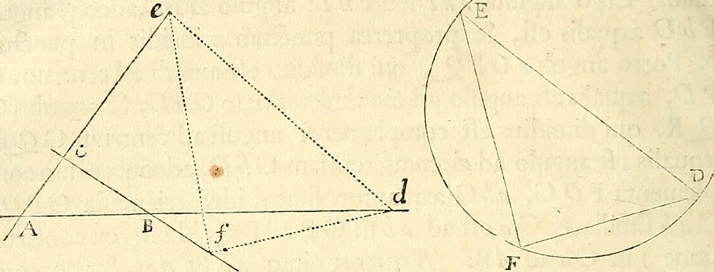 An illustration from Philosophiae naturalis principia mathematica, 1687, leaf 111