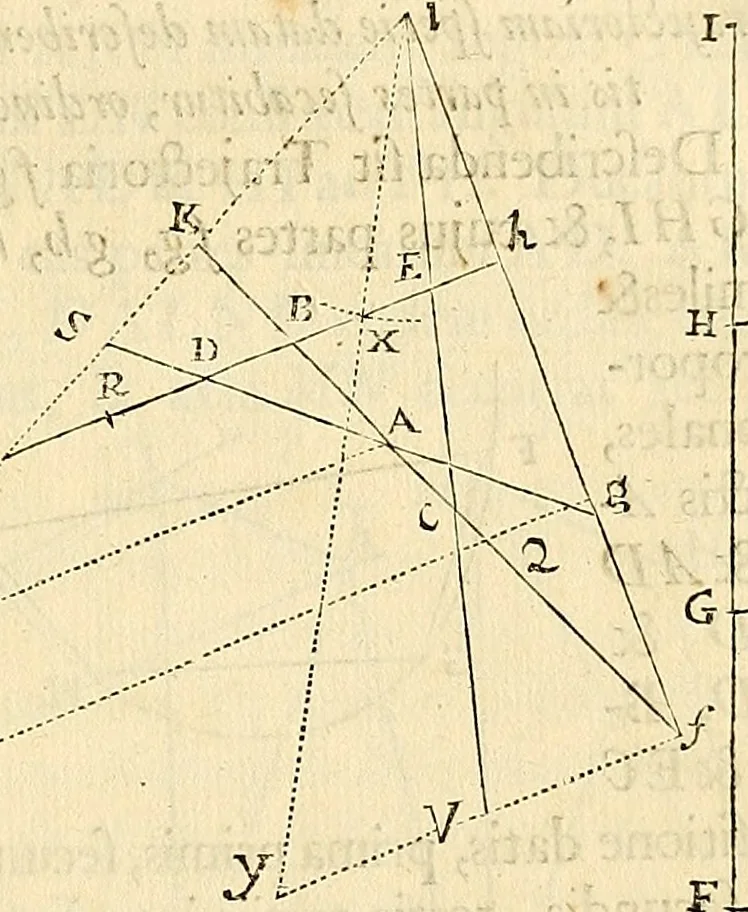 An illustration from Philosophiae naturalis principia mathematica, 1687, leaf 114