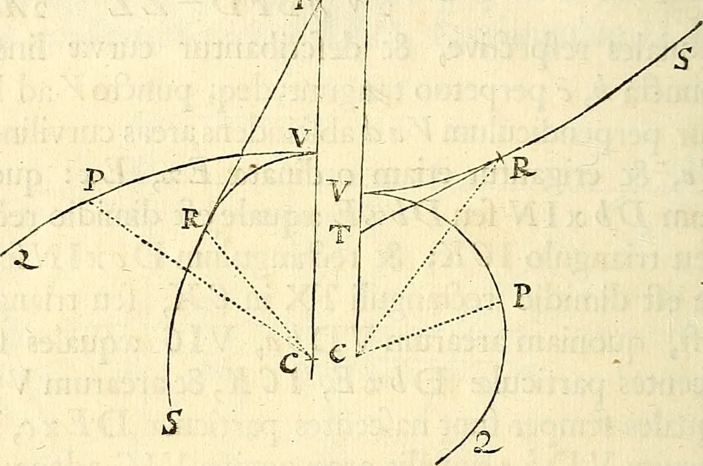 An illustration from Philosophiae naturalis principia mathematica, 1687, leaf 143