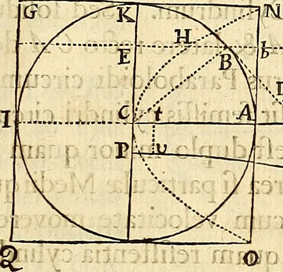 An illustration from Philosophiae naturalis principia mathematica, 1687, leaf 338
