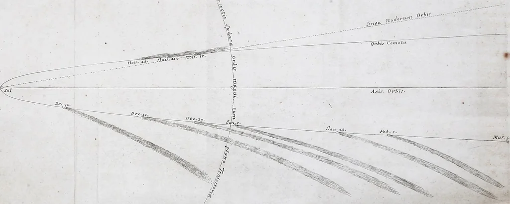 An illustration from Philosophiae naturalis principia mathematica, 1687, leaf 495