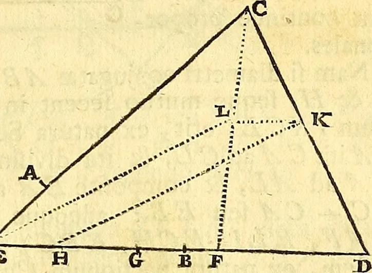An illustration from Philosophiae naturalis principia mathematica, 1723, leaf 118