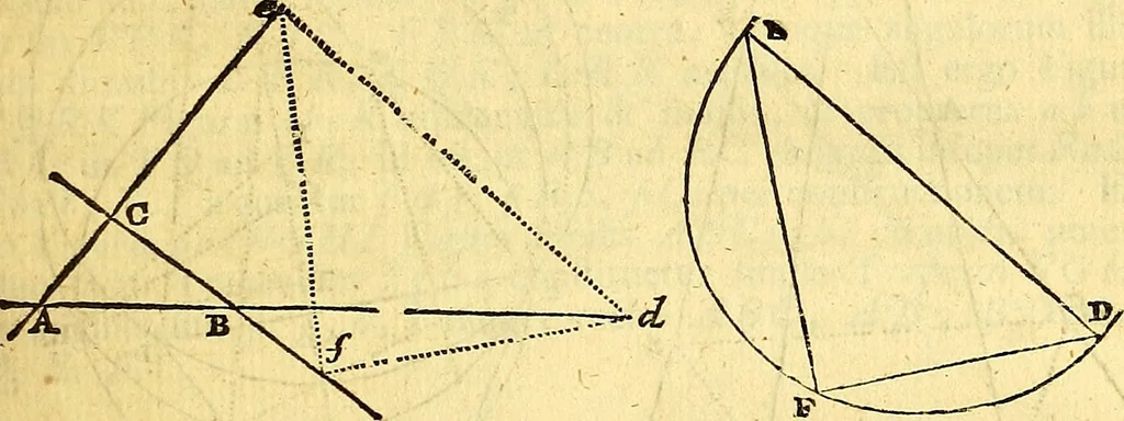 An illustration from Philosophiae naturalis principia mathematica, 1723, leaf 126