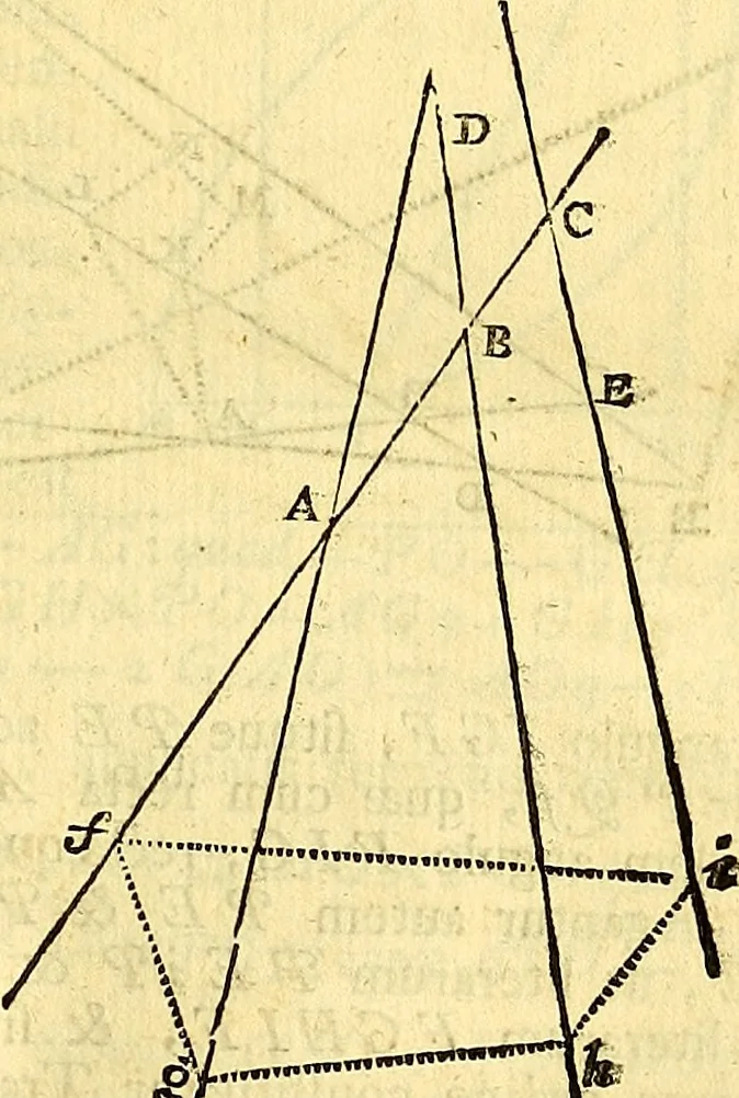 An illustration from Philosophiae naturalis principia mathematica, 1723, leaf 130