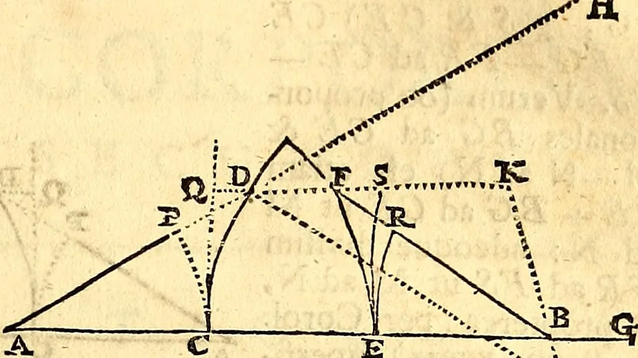 An illustration from Philosophiae naturalis principia mathematica, 1723, leaf 244