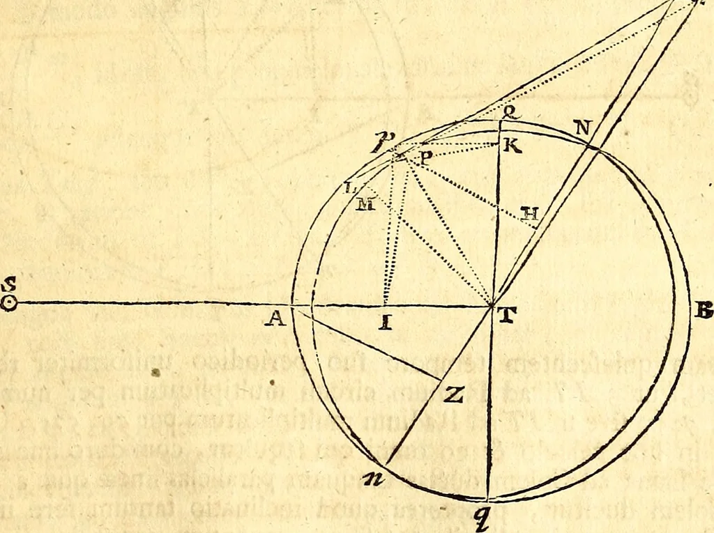 An illustration from Philosophiae naturalis principia mathematica, 1723, leaf 438