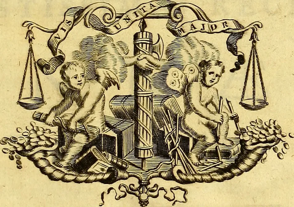 An illustration from Philosophiae naturalis principia mathematica, 1723, leaf 6