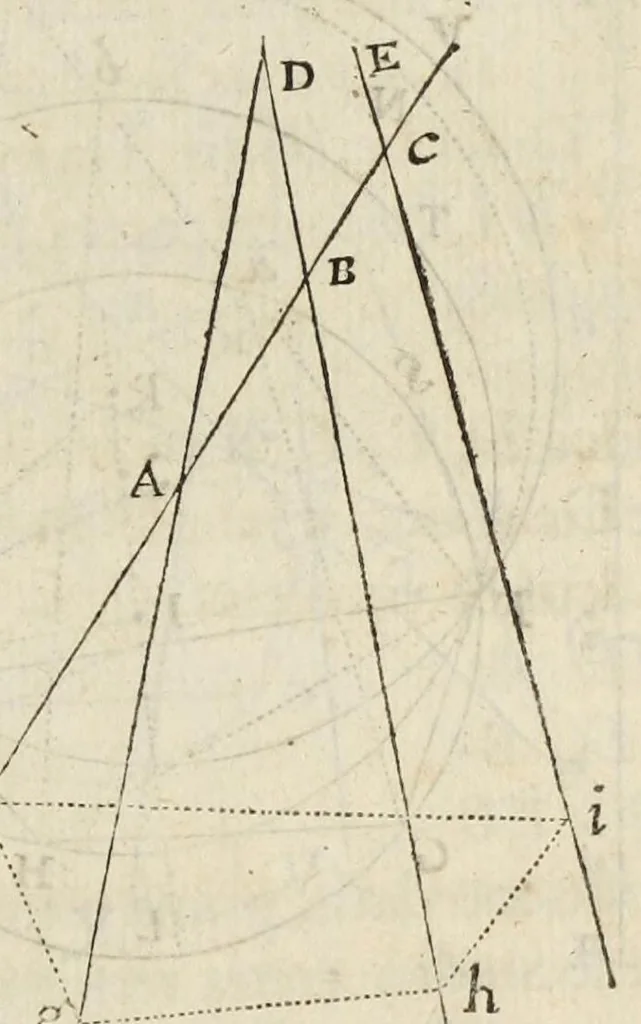 An illustration from Philosophiae naturalis principia mathematica, 1687, leaf 117