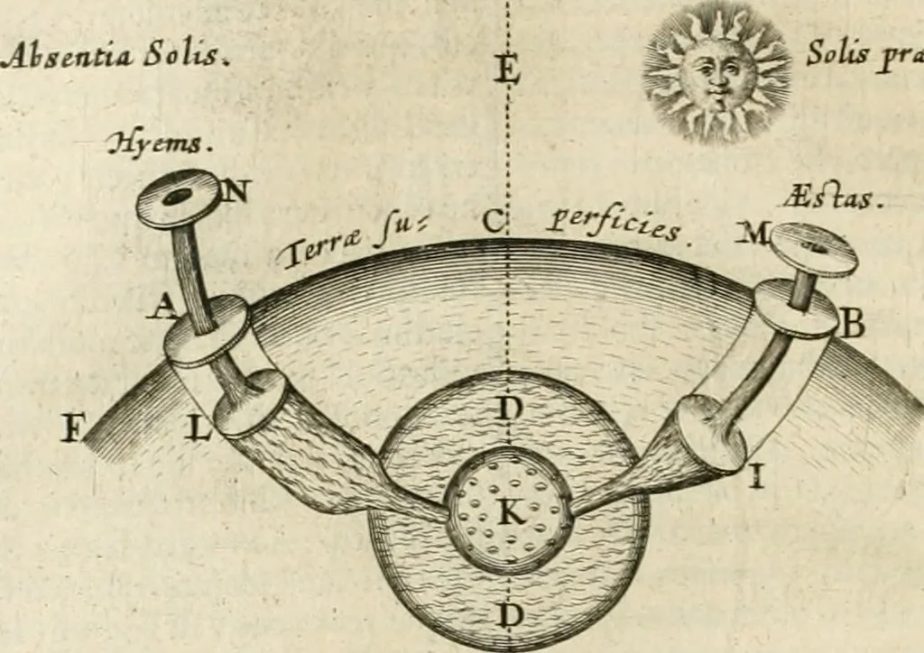 An illustration from Philosophia Moysaica : in qua sapientia & scientia creationis & creaturarum sacra veréque Christiana (vt pote cujus basis sive fundamentum est unicus ille lapis angularis Iesus Christus) ad amussim & enucleaté explicatur, 1638, leaf 115