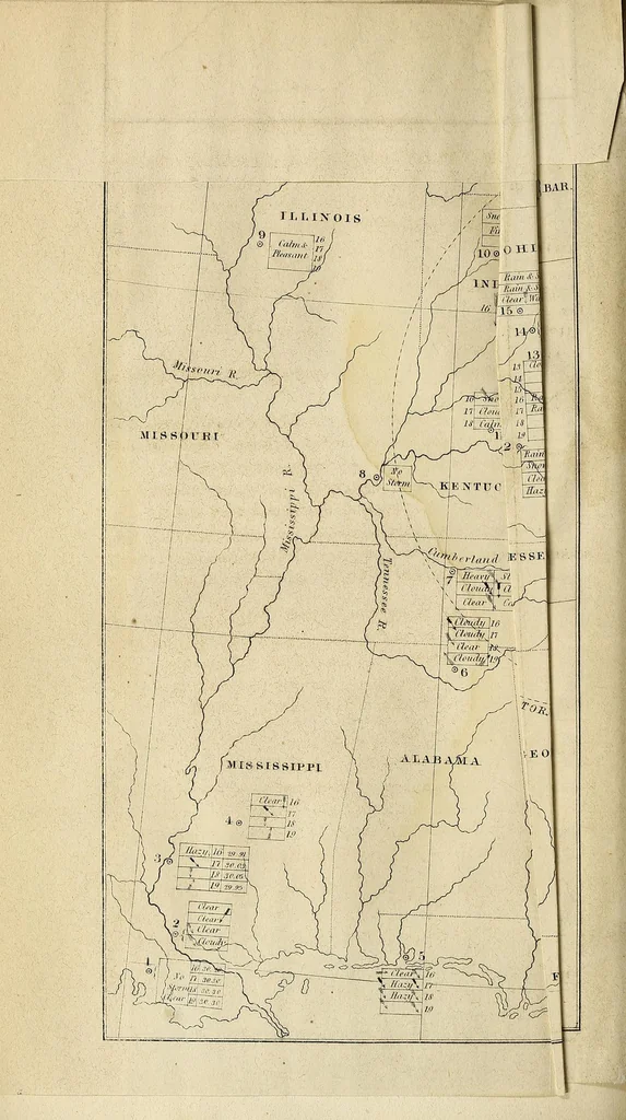 An illustration from The philosophy of storms, 1841, leaf 174