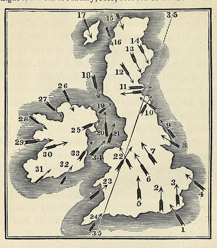 An illustration from The philosophy of storms, 1841, leaf 358