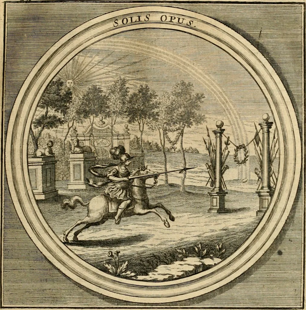 An illustration from Meteorologia philosophico-politica : in duodecim dissertationes per quaestiones meteorologicas & conclusiones politicas divisa, appositisque symbolis illustrata ..., 1698, leaf 106