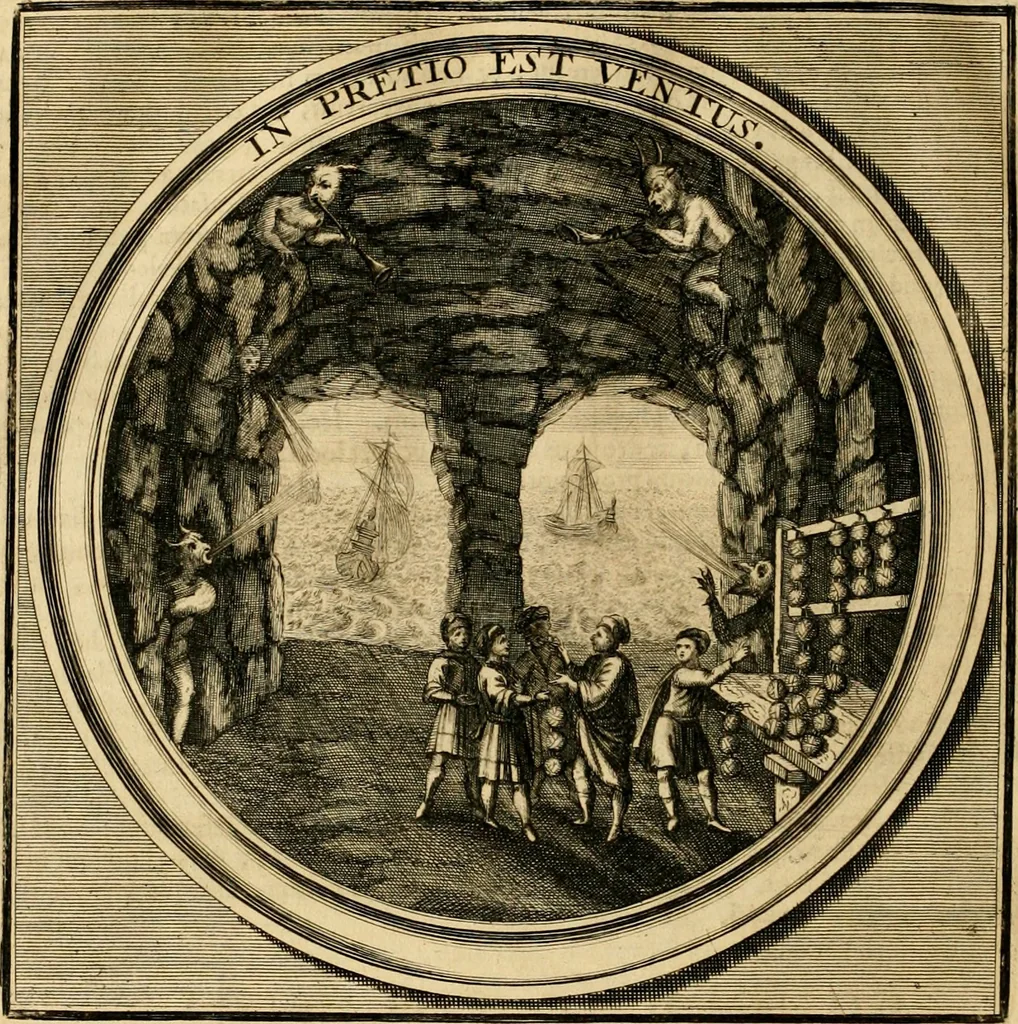 An illustration from Meteorologia philosophico-politica : in duodecim dissertationes per quaestiones meteorologicas & conclusiones politicas divisa, appositisque symbolis illustrata ..., 1698, leaf 117