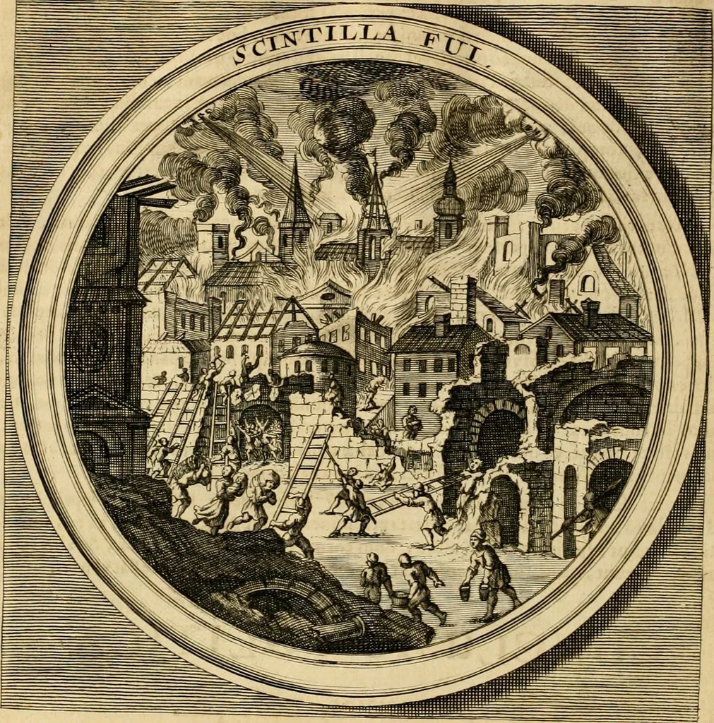 An illustration from Meteorologia philosophico-politica : in duodecim dissertationes per quaestiones meteorologicas & conclusiones politicas divisa, appositisque symbolis illustrata ..., 1698, leaf 121