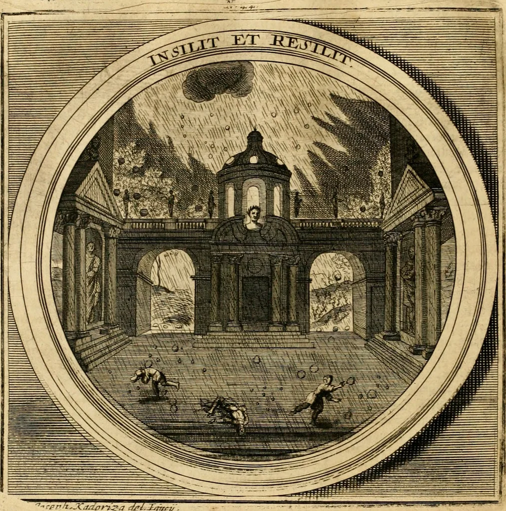 An illustration from Meteorologia philosophico-politica : in duodecim dissertationes per quaestiones meteorologicas & conclusiones politicas divisa, appositisque symbolis illustrata ..., 1698, leaf 161