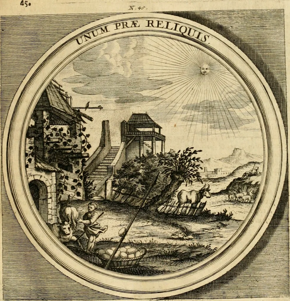 An illustration from Meteorologia philosophico-politica : in duodecim dissertationes per quaestiones meteorologicas & conclusiones politicas divisa, appositisque symbolis illustrata ..., 1698, leaf 164