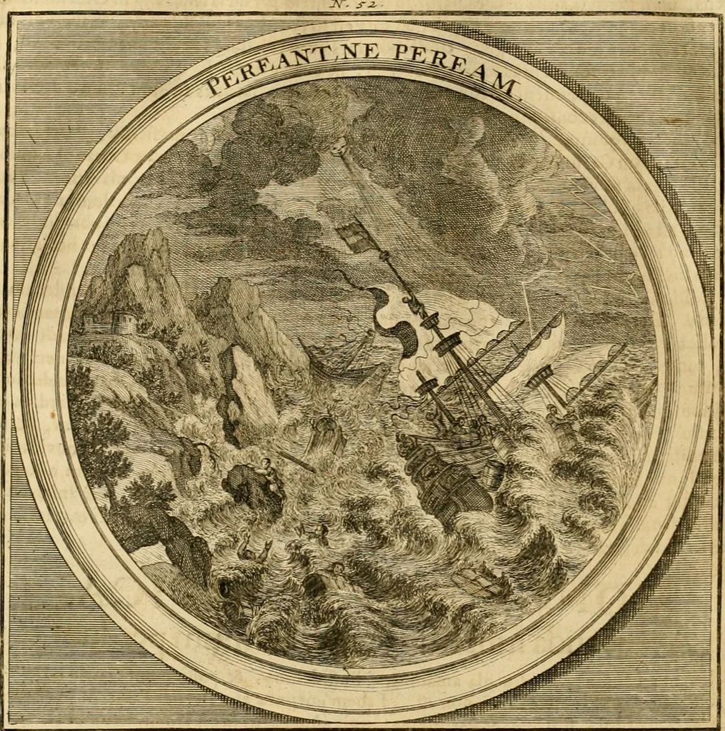 An illustration from Meteorologia philosophico-politica : in duodecim dissertationes per quaestiones meteorologicas & conclusiones politicas divisa, appositisque symbolis illustrata ..., 1698, leaf 187