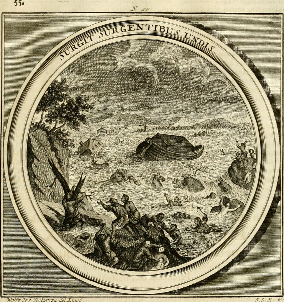 An illustration from Meteorologia philosophico-politica : in duodecim dissertationes per quaestiones meteorologicas & conclusiones politicas divisa, appositisque symbolis illustrata ..., 1698, leaf 196