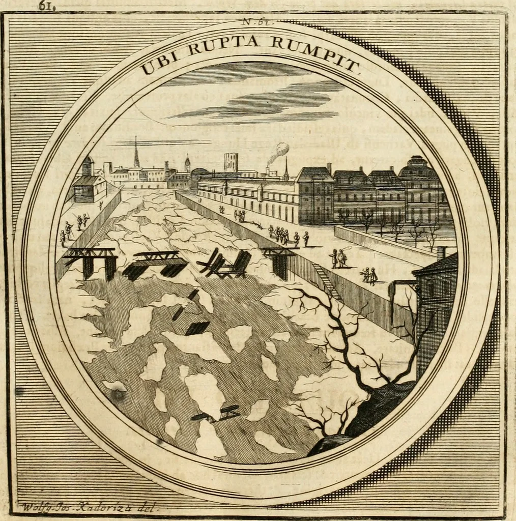 An illustration from Meteorologia philosophico-politica : in duodecim dissertationes per quaestiones meteorologicas & conclusiones politicas divisa, appositisque symbolis illustrata ..., 1698, leaf 216